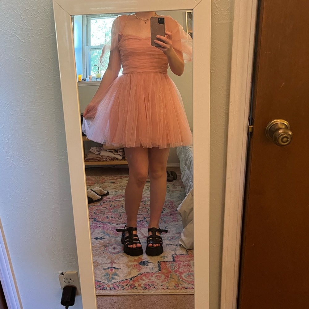 NWT Lace & Beads ASOS tulle mini dress in blush pink- US 6